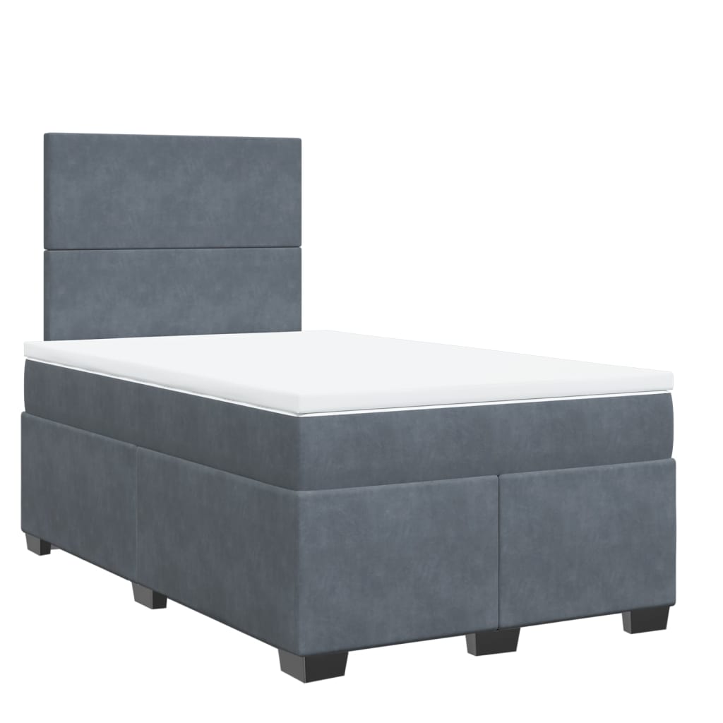 Cama boxspring com colchão 120x200 cm veludo cinzento-escuro