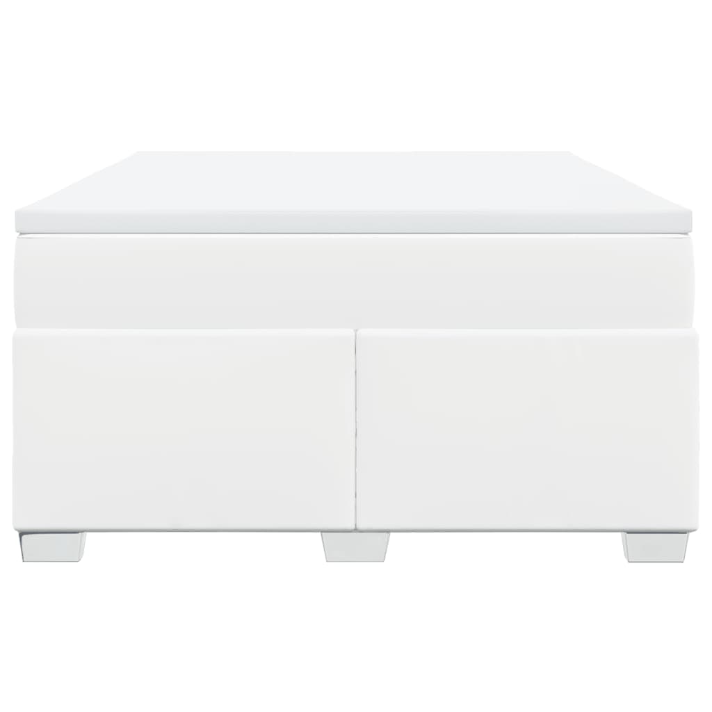 Cama com molas/colchão 140x190 cm couro artificial branco