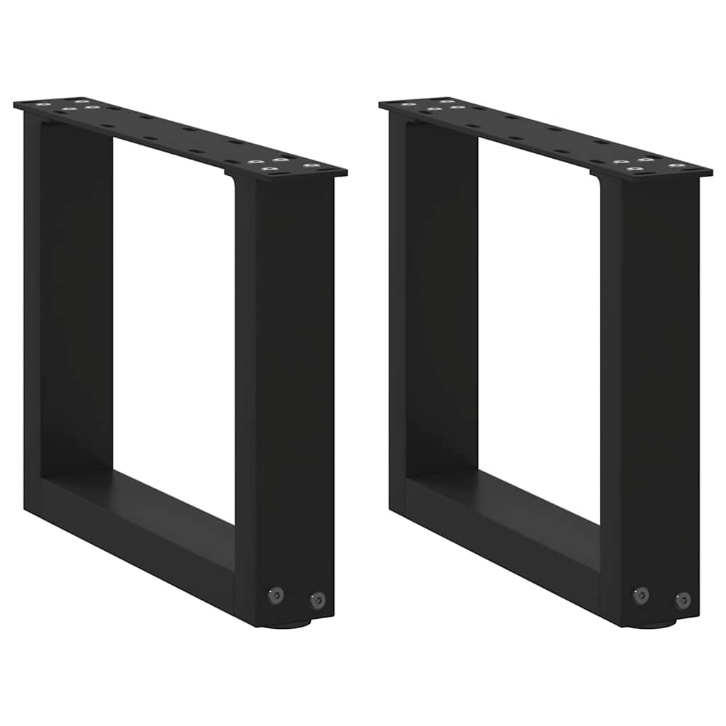 Pés para mesa de centro em formato de u, 2 peças, preto, 40x(30-31) cm, aço