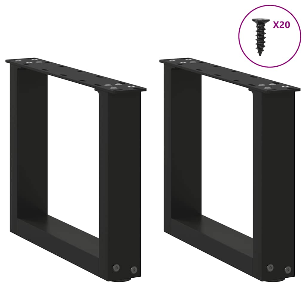 Pés para mesa de centro em formato de u, 2 peças, preto, 40x(30-31) cm, aço