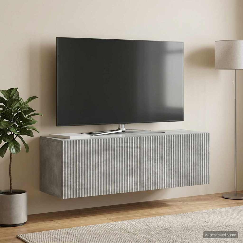 Gabinete de TV de parede cinzento cimento 98 x 31 x 30 cm