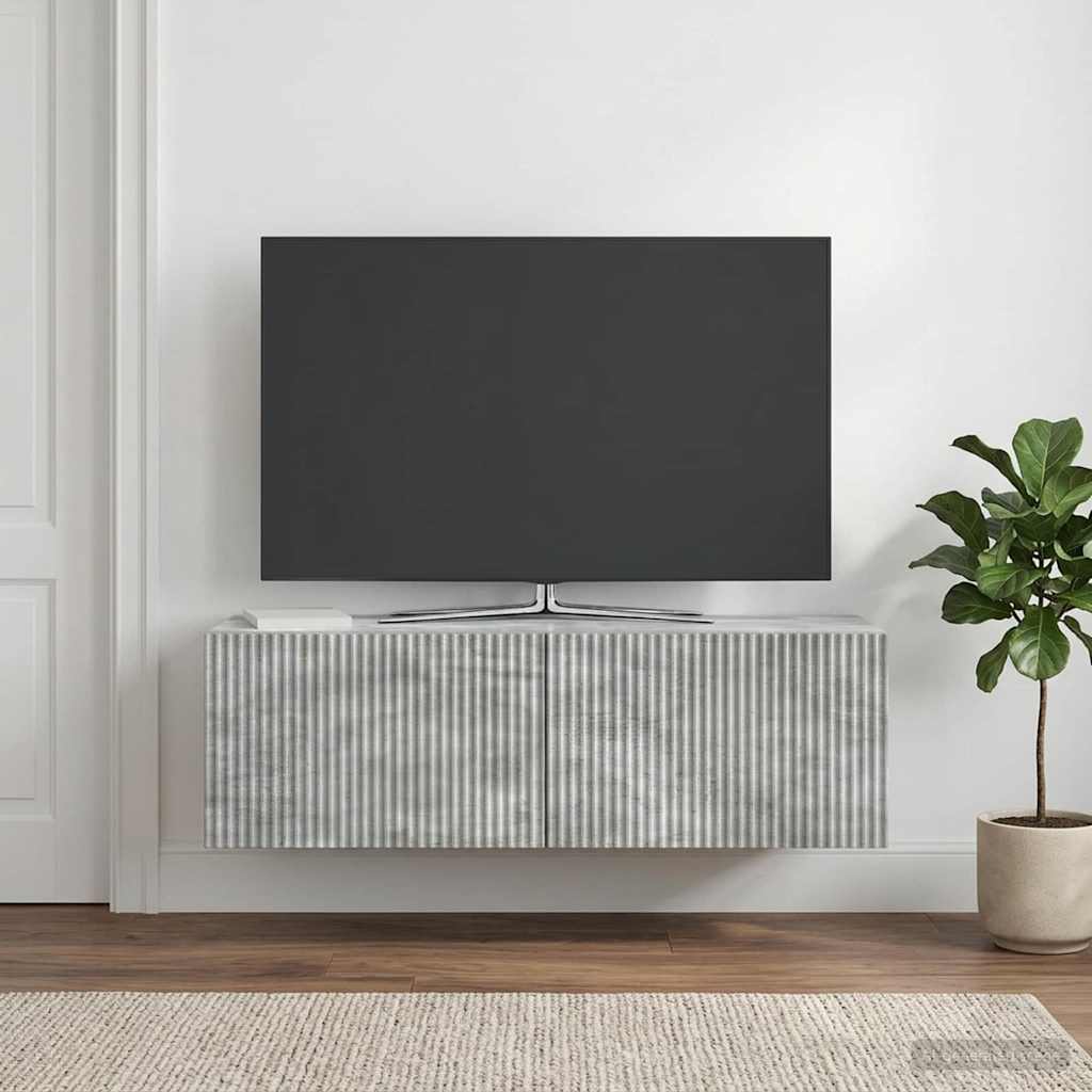 Gabinete de TV de parede cinzento cimento 98 x 31 x 30 cm