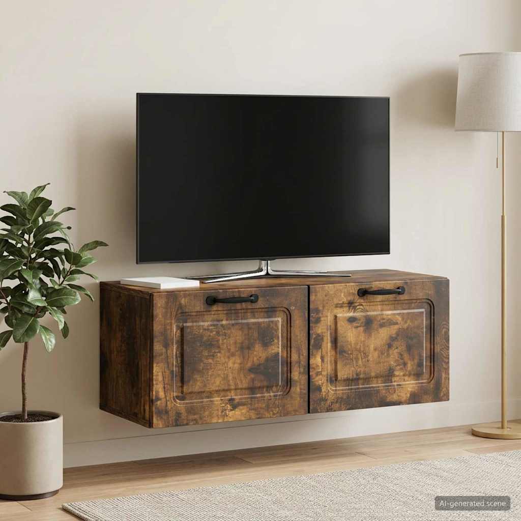 Gabinete de TV de parede carvalho fumado 78,5 x 31 x 30 cm