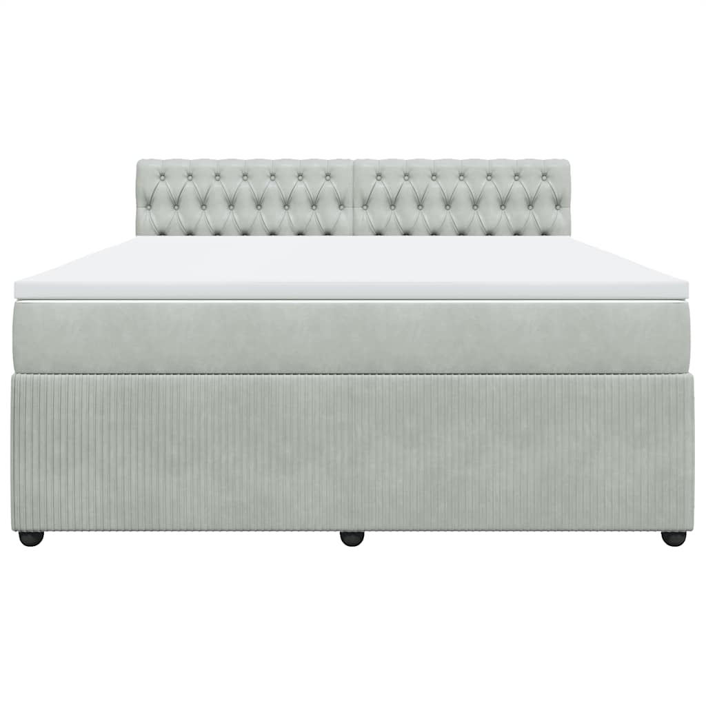 Cama com molas/colchão 180x200 cm veludo cinzento-claro