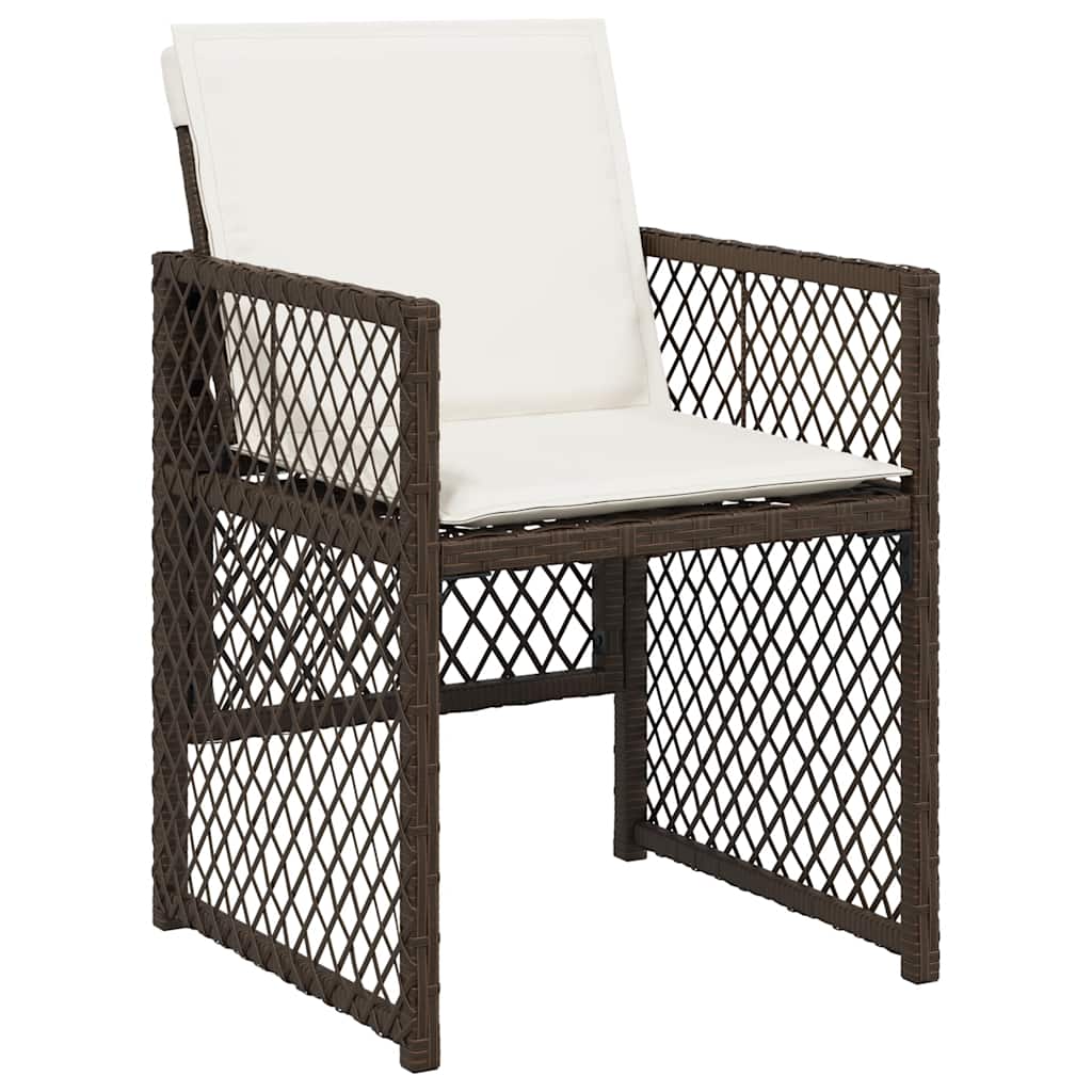 17 Pcs conjunto jantar p/ jardim c/ almofadões vime PE castanho