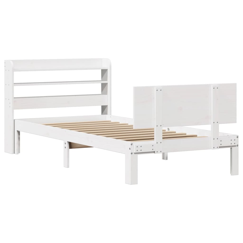 Estrutura de cama c/ cabeceira sem colchão 90x200 cm branco