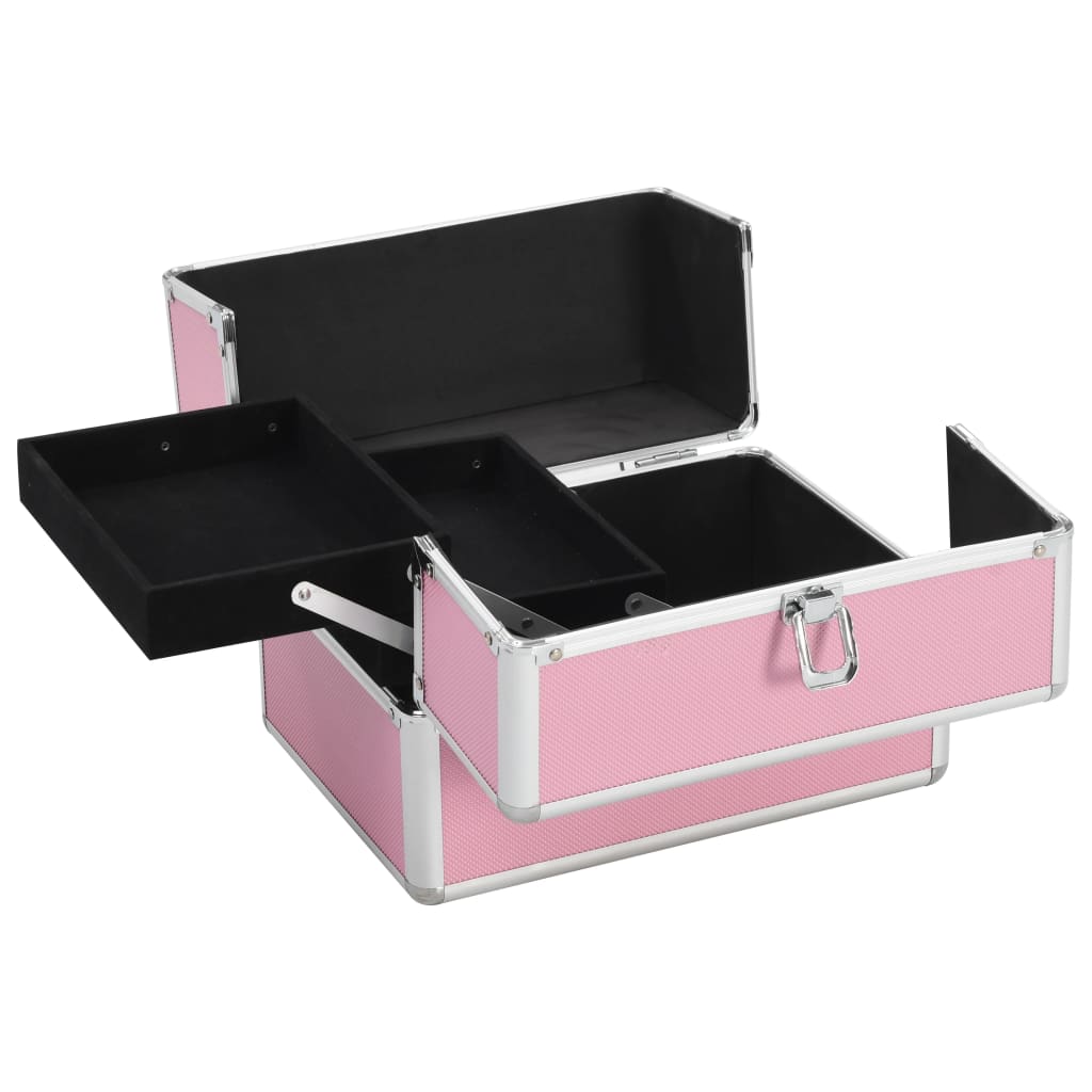 Caixa de maquilhagem 22x30x21 cm alumínio rosa