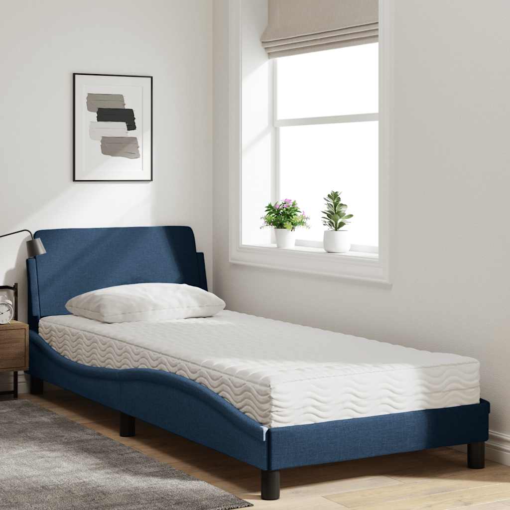 Cama com colchão dover 90x200 cm tecido azul