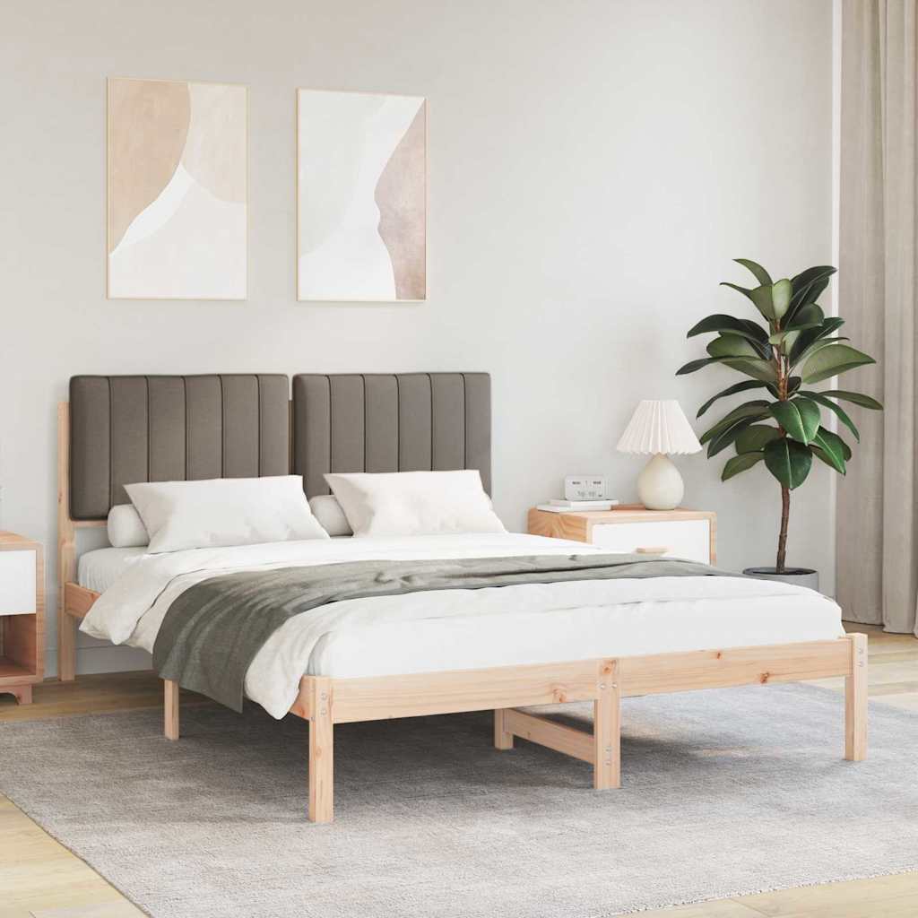 Estrutura de cama com cabeceira estofada cinzento-acastanhado
