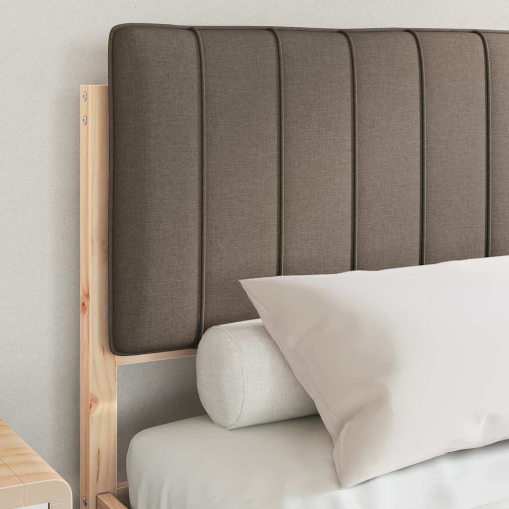 Estrutura de cama com cabeceira estofada cinzento-acastanhado