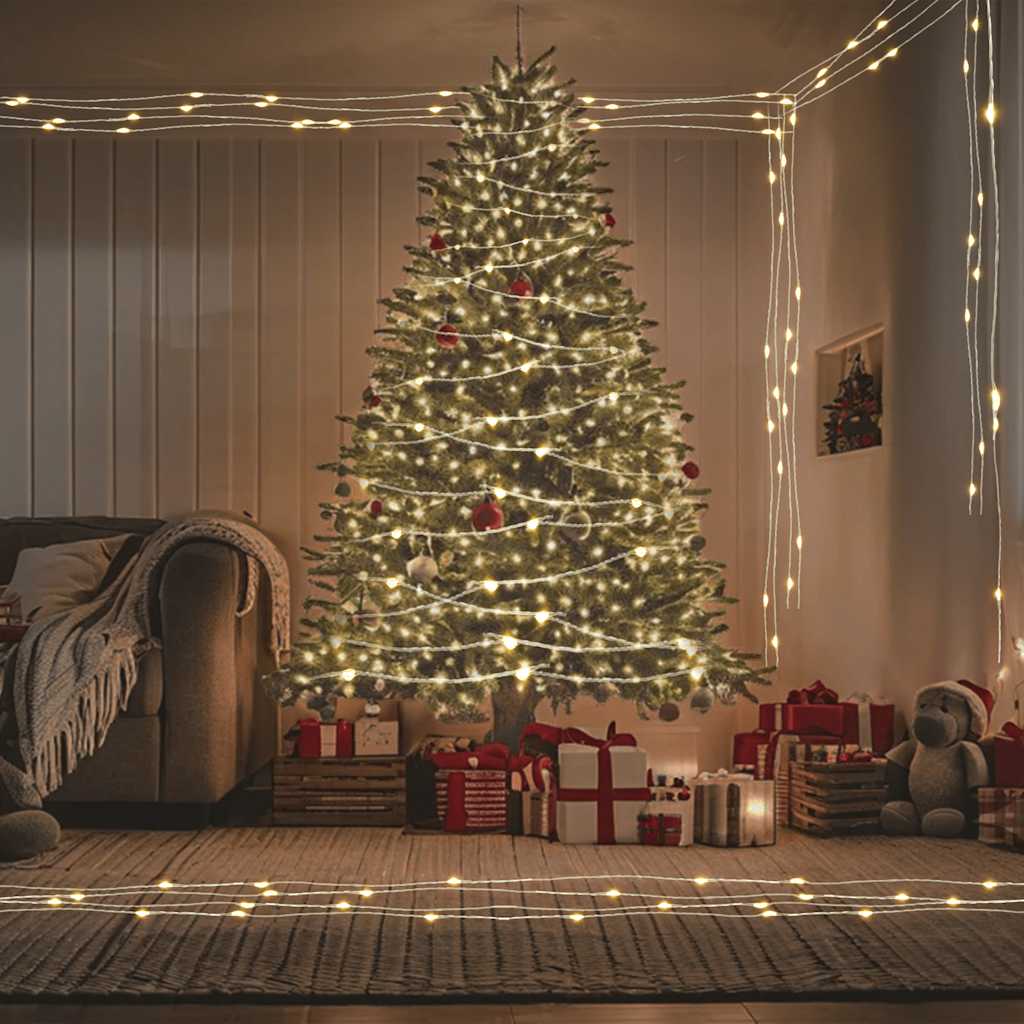 Cordão de luzes com 150 LED 15 m branco quente