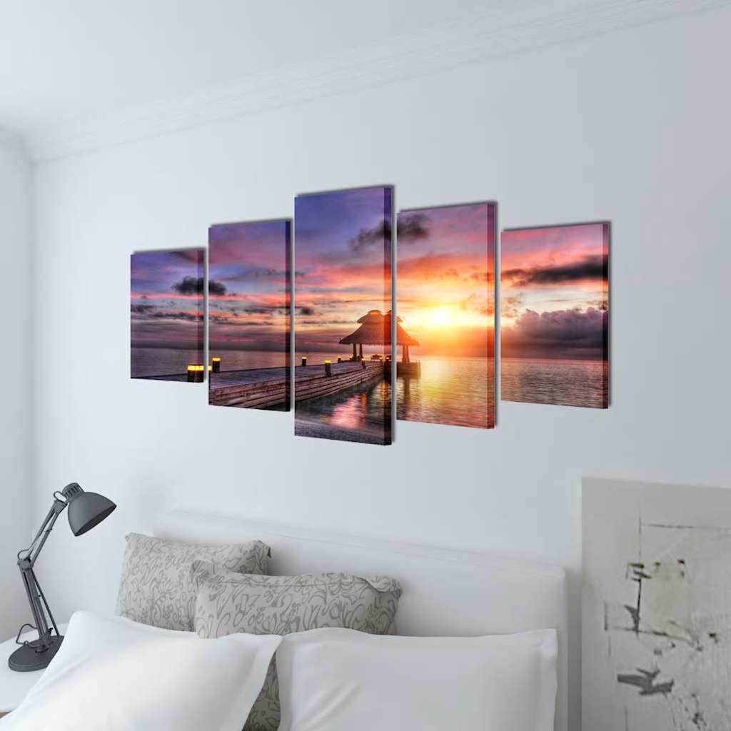 Políptico praia com pavilhão 200 x 100 cm