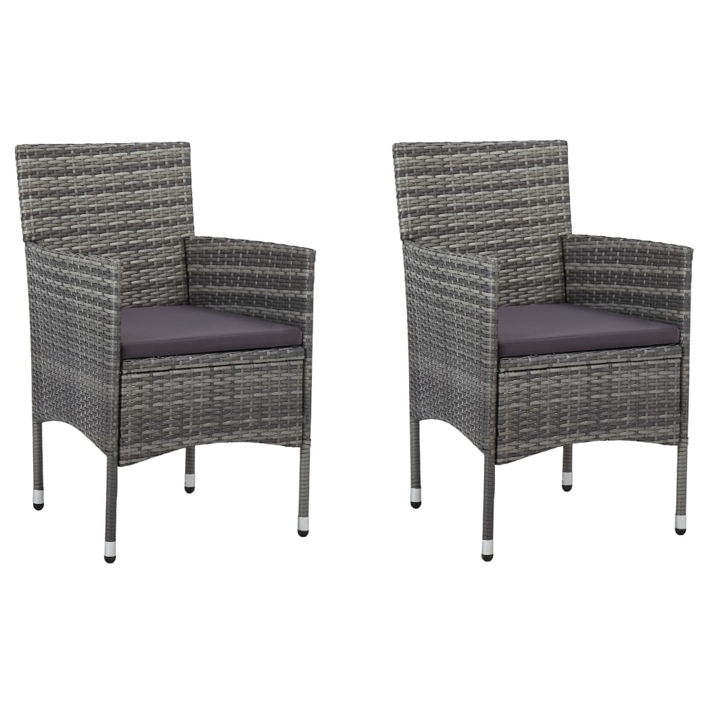 3 Pcs conjunto de jantar para jardim cinzento