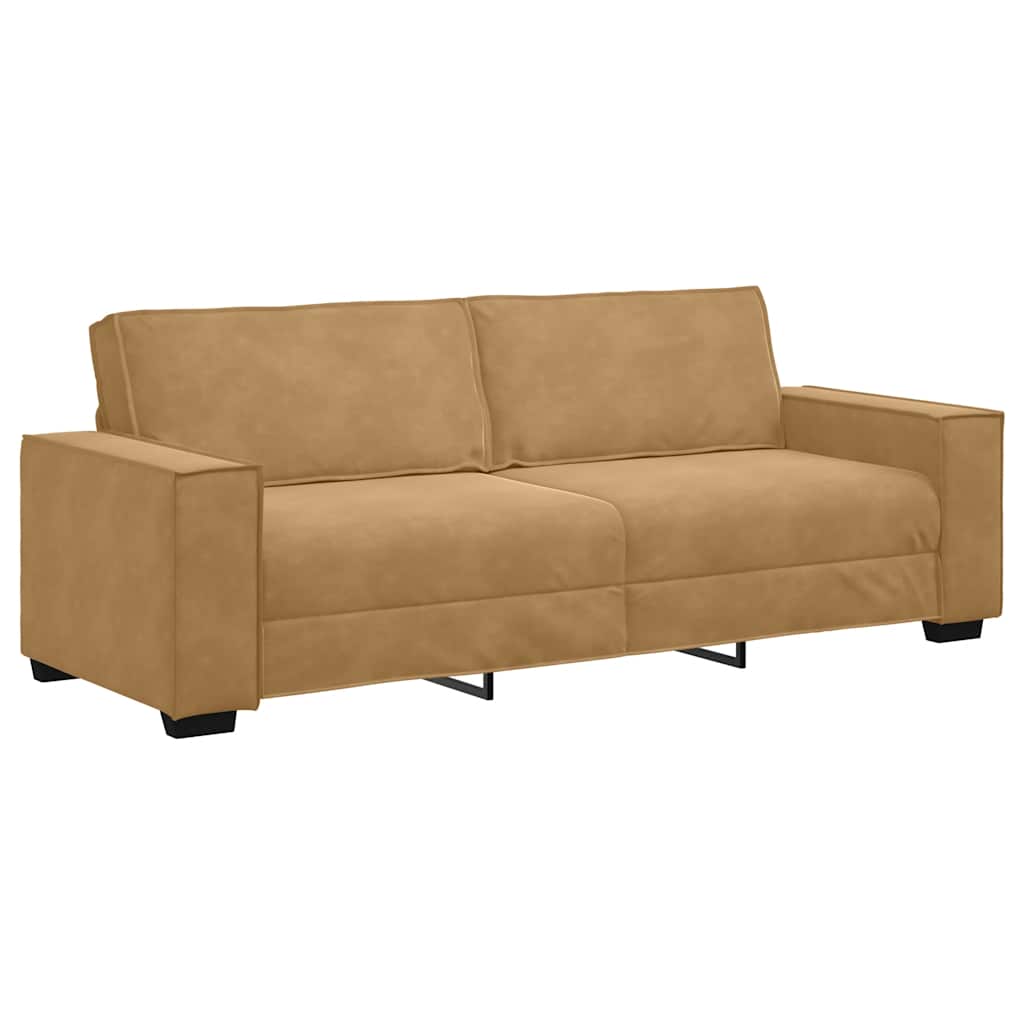Conjunto de sofá de 2 peças com almofadas em veludo marrom