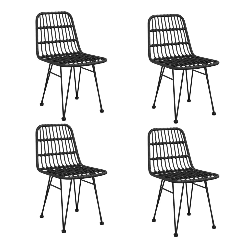 5 Pcs conjunto de jantar p/ jardim vime PE preto