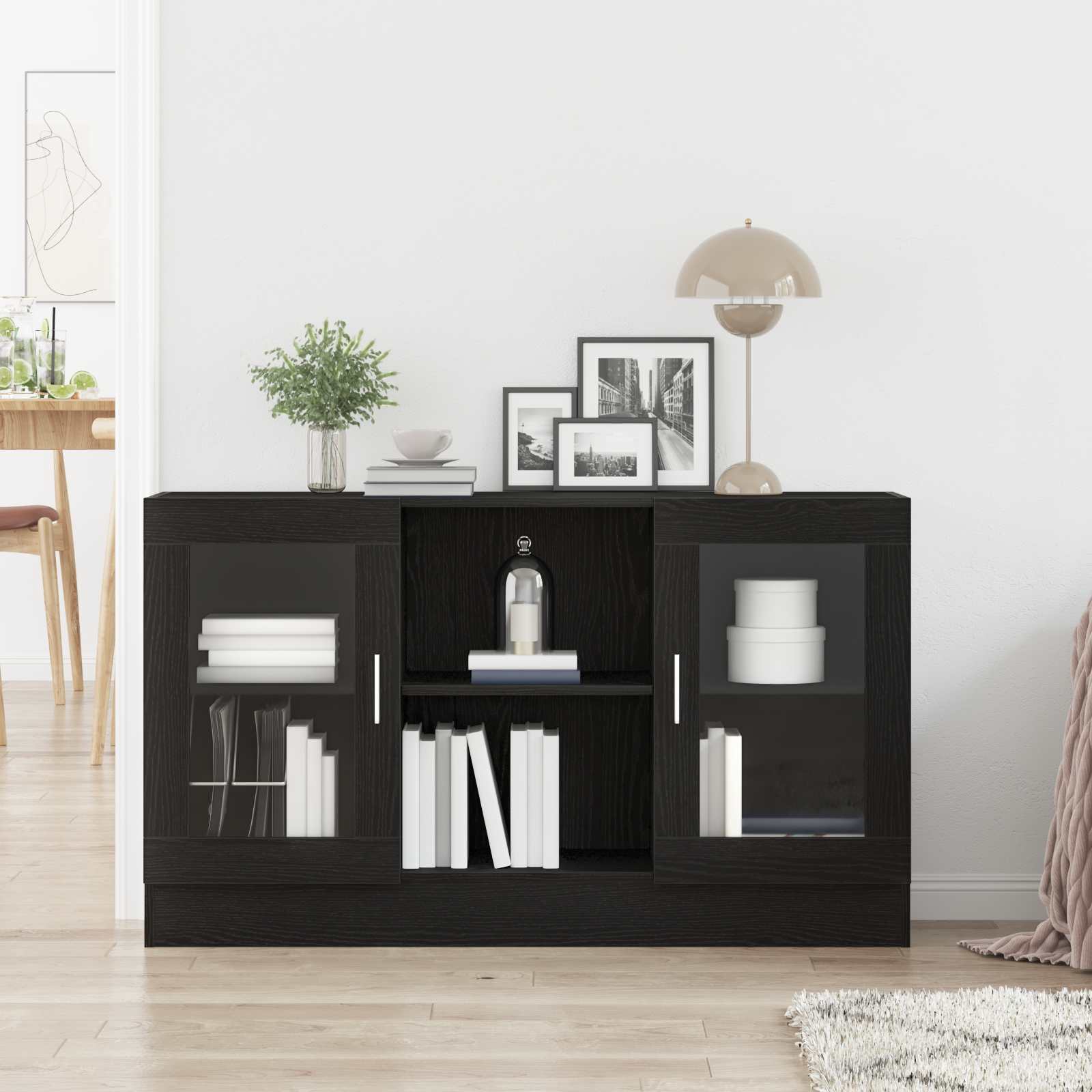 Buffet carvalho preto 120 x 30,5 x 70 cm derivados de madeira