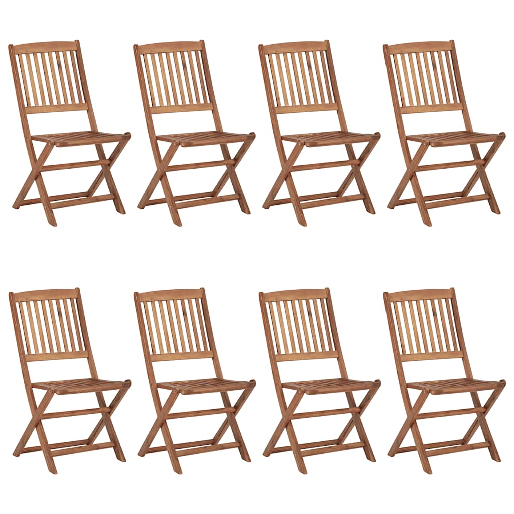Cadeiras de jardim dobráveis 8 pcs c/ almofadões acácia maciça