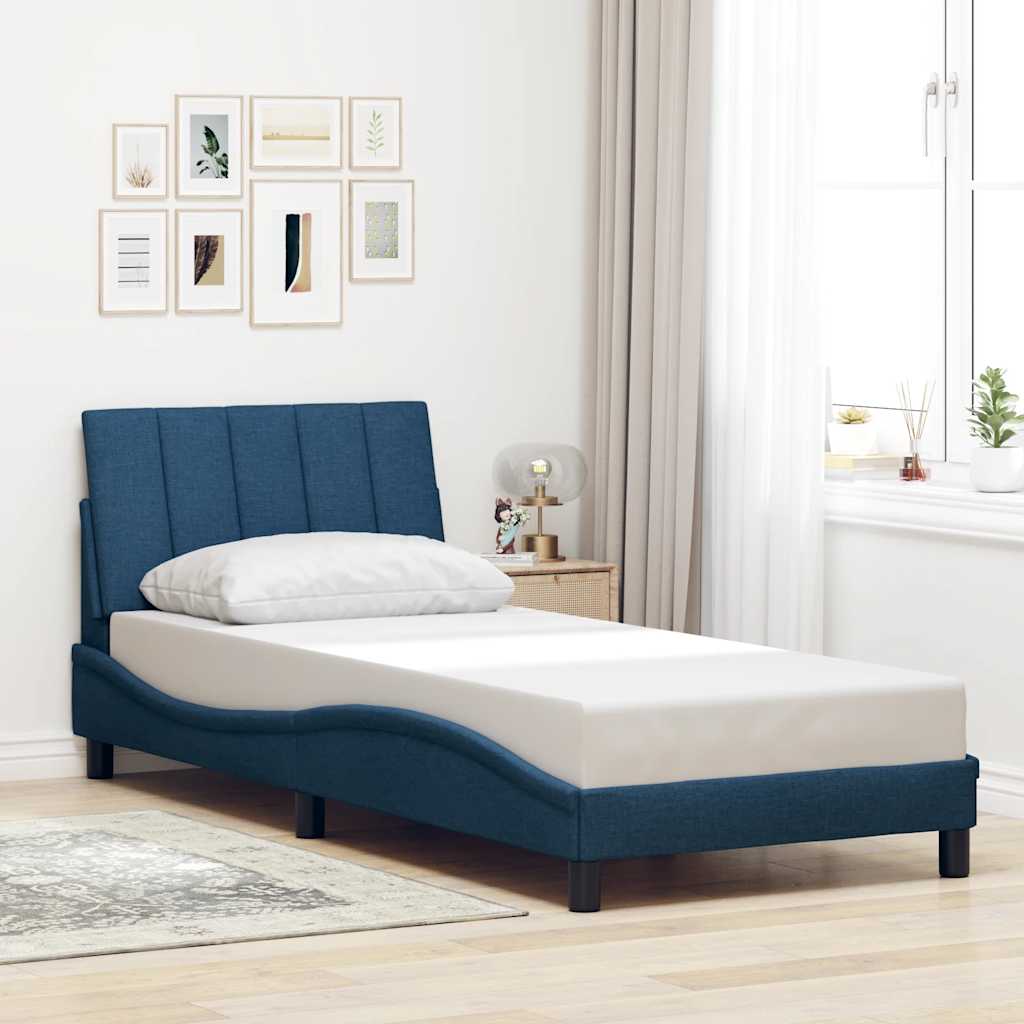 Estrutura de cama sem colchão hanko 90x190 cm tecido azul