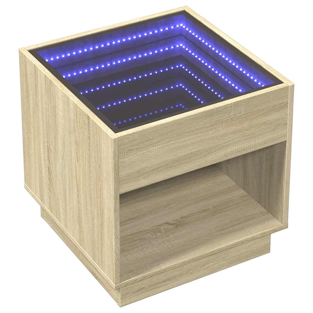 Mesa de cabeceira c/ LED infinity 50x50x50 cm carvalho sonoma