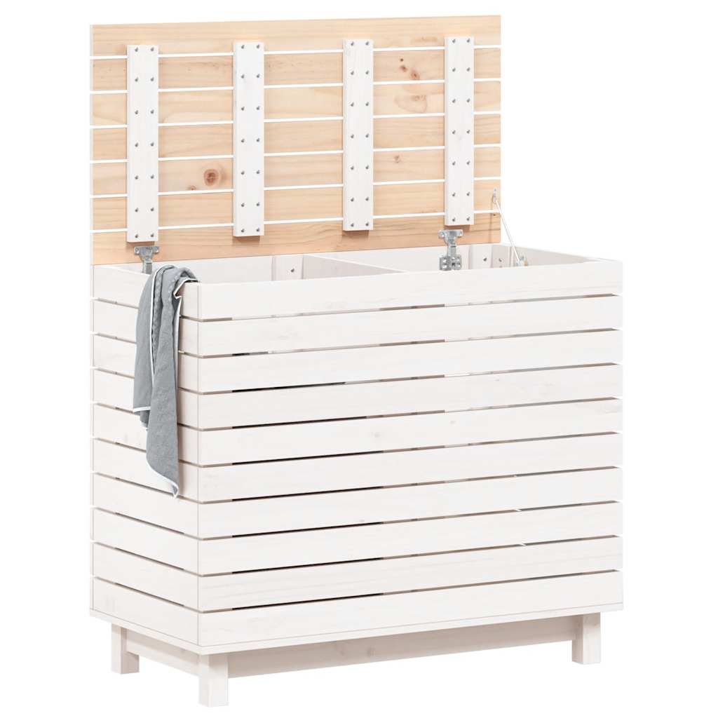Cesto de roupa suja 88,5x44x76 cm pinho maciço branco