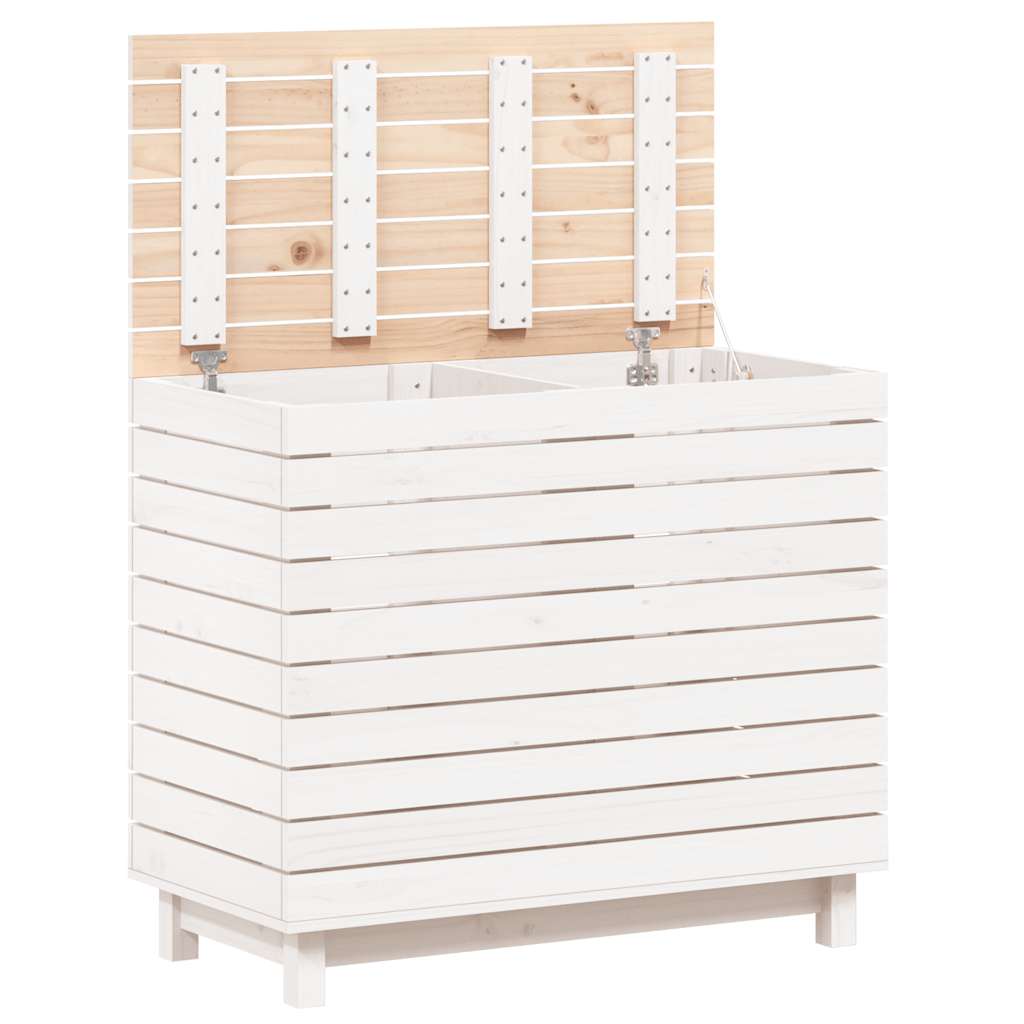 Cesto de roupa suja 88,5x44x76 cm pinho maciço branco