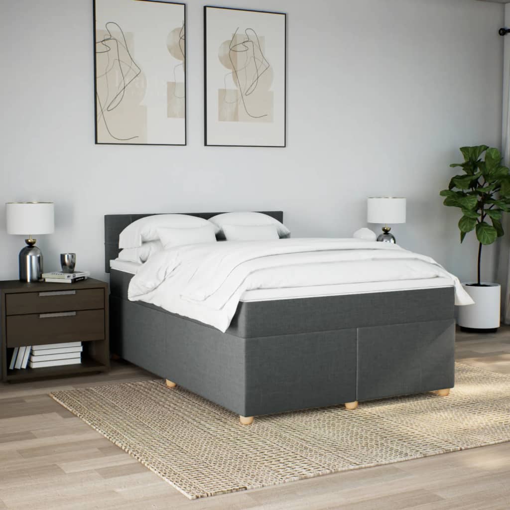 Cama com molas/colchão 140x190 cm tecido cinzento-escuro