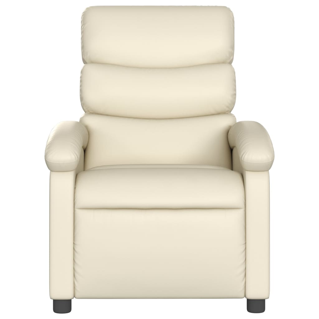 Poltrona de massagem reclinável em couro sintético creme