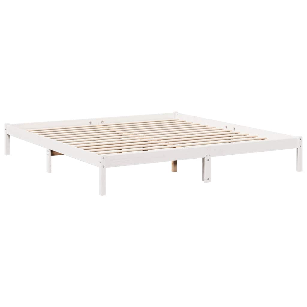 Cama extra longa sem colchão 200x220 cm pinho maciço branco