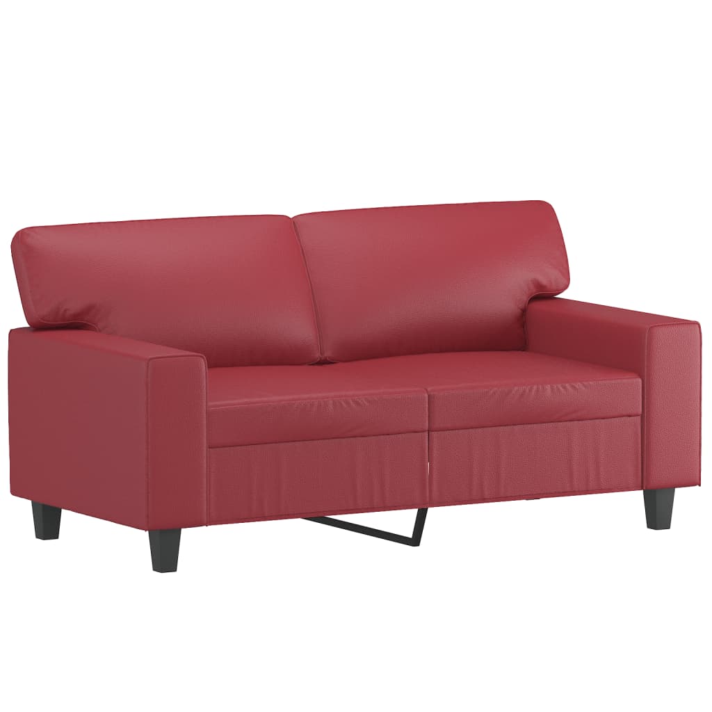 3 Pcs conjunto de sofás couro artificial vermelho tinto