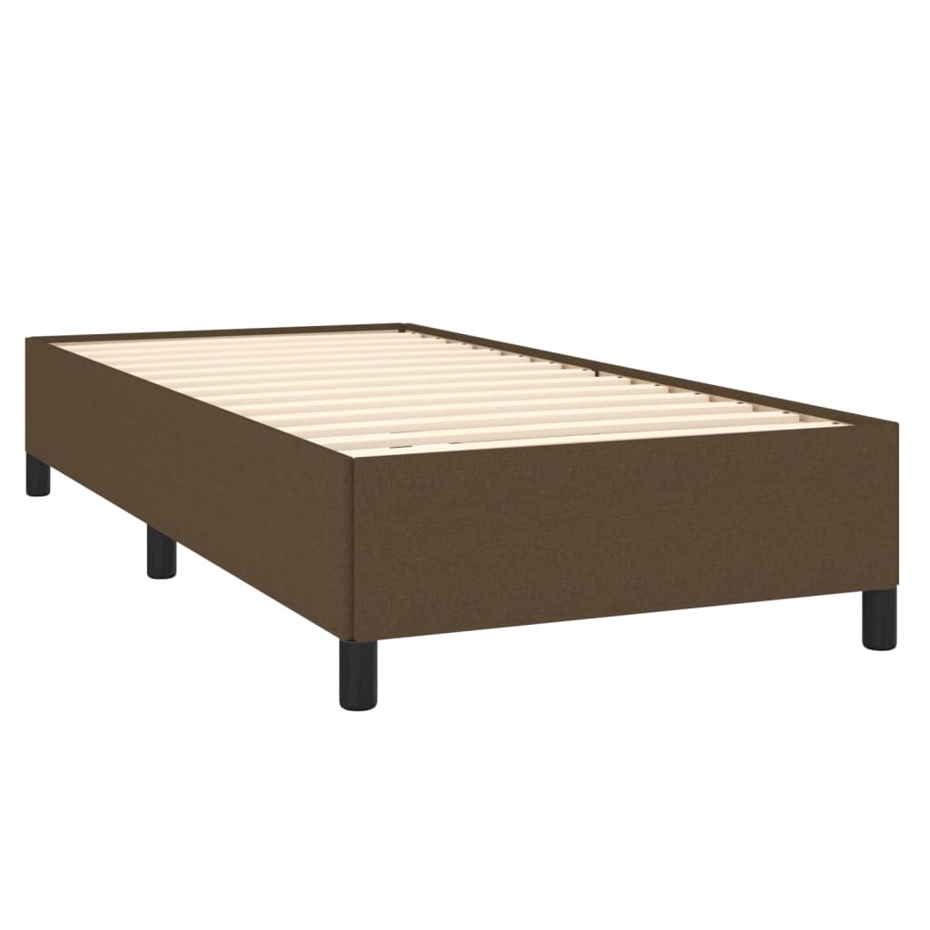 Estrutura de cama sem colchão 100x200 cm tecido castanho-escuro