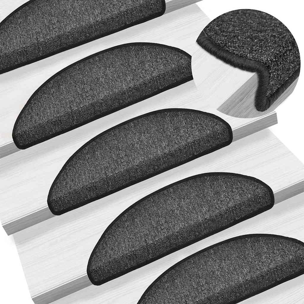 Tapetes de escada 10 peças 56x17x3 cm antracite semicircular