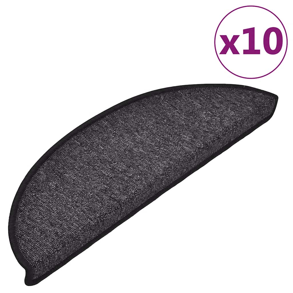 Tapetes de escada 10 peças 56x17x3 cm antracite semicircular