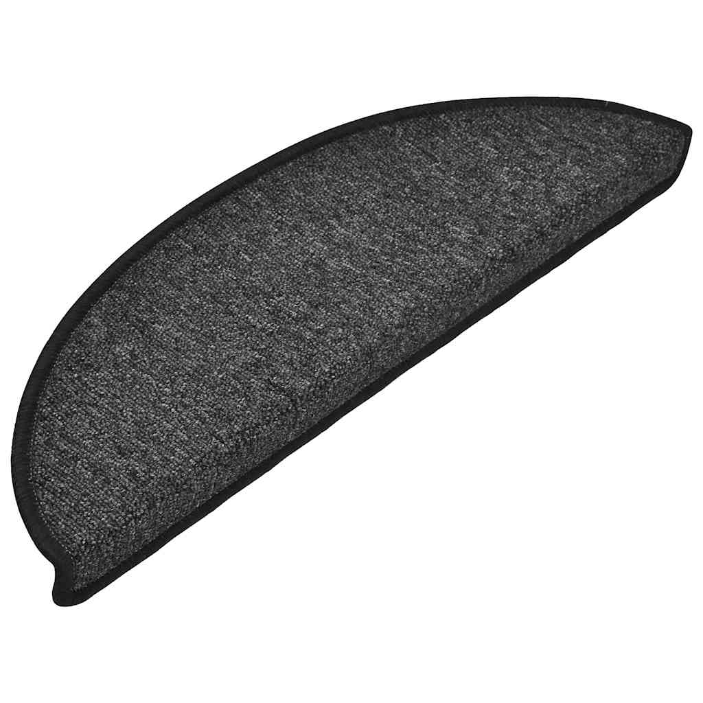 Tapetes de escada 10 peças 56x17x3 cm antracite semicircular