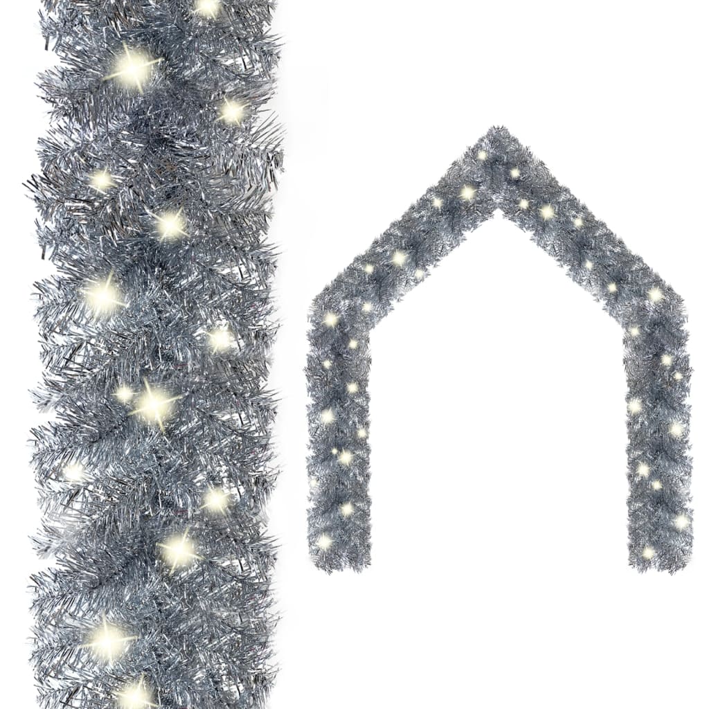 Grinalda de natal com luzes LED 10 m prateado
