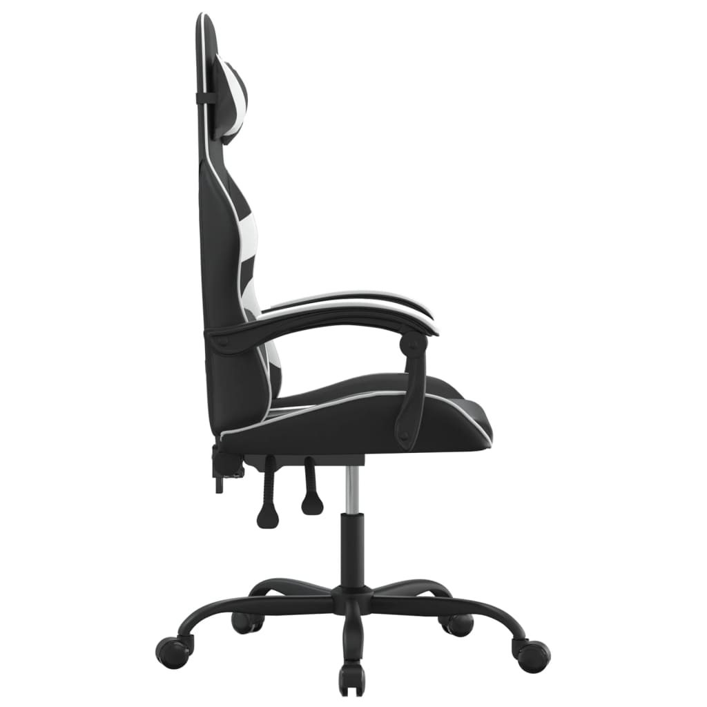 Cadeira gaming couro artificial preto e branco