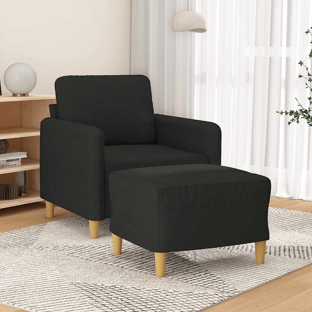 Poltrona com apoio de pés 60 cm tecido preto