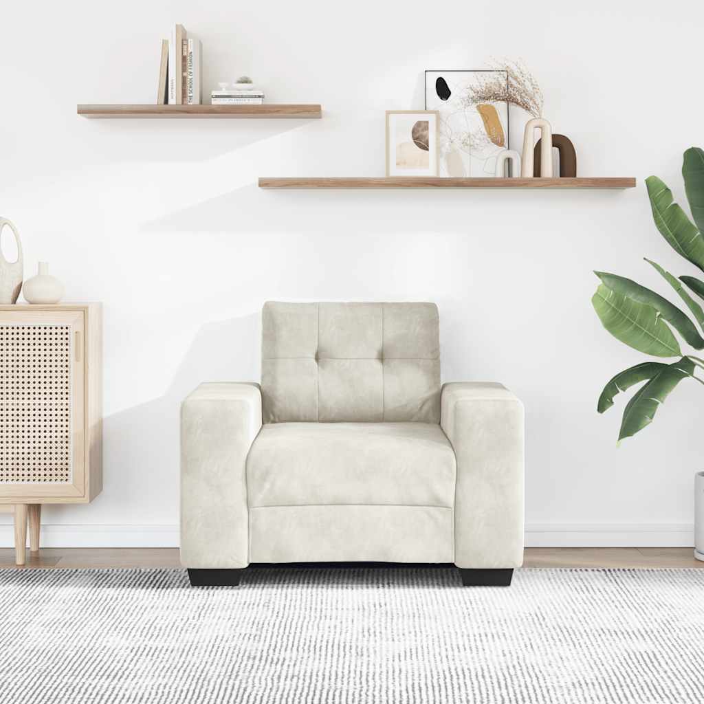 Sofá-cadeira creme 100x78x80 cm veludo