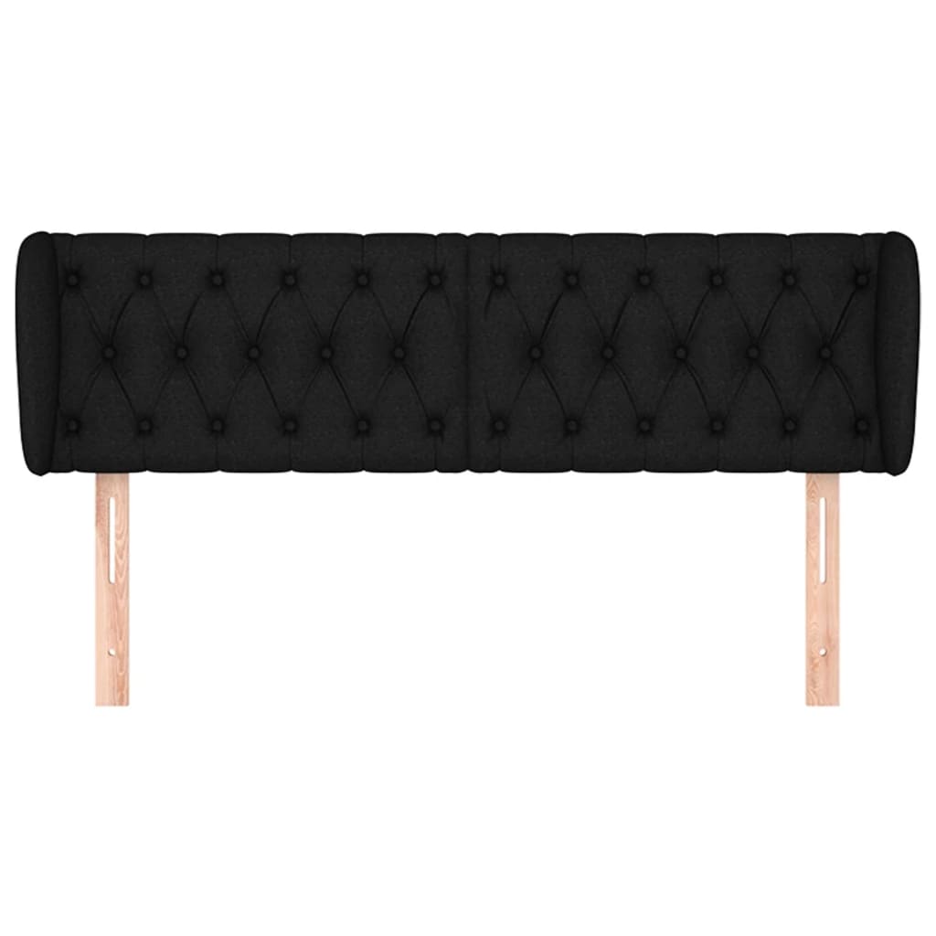 Cabeceira de cama c/ abas tecido 147x23x78/88 cm preto