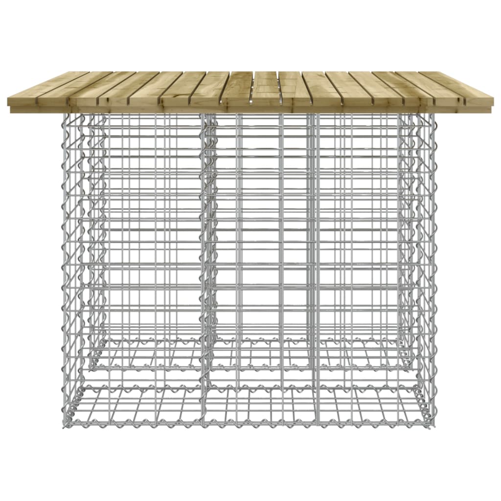 Mesa de jardim com design de gabião 100x102x72 cm, madeira impregnada de pinho