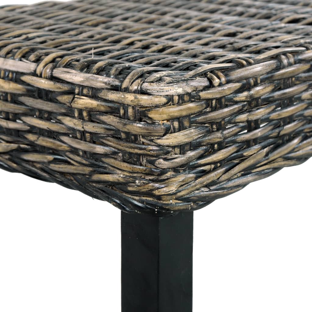 Banco 110cm vime kubu natural e madeira maciça de mogno preto
