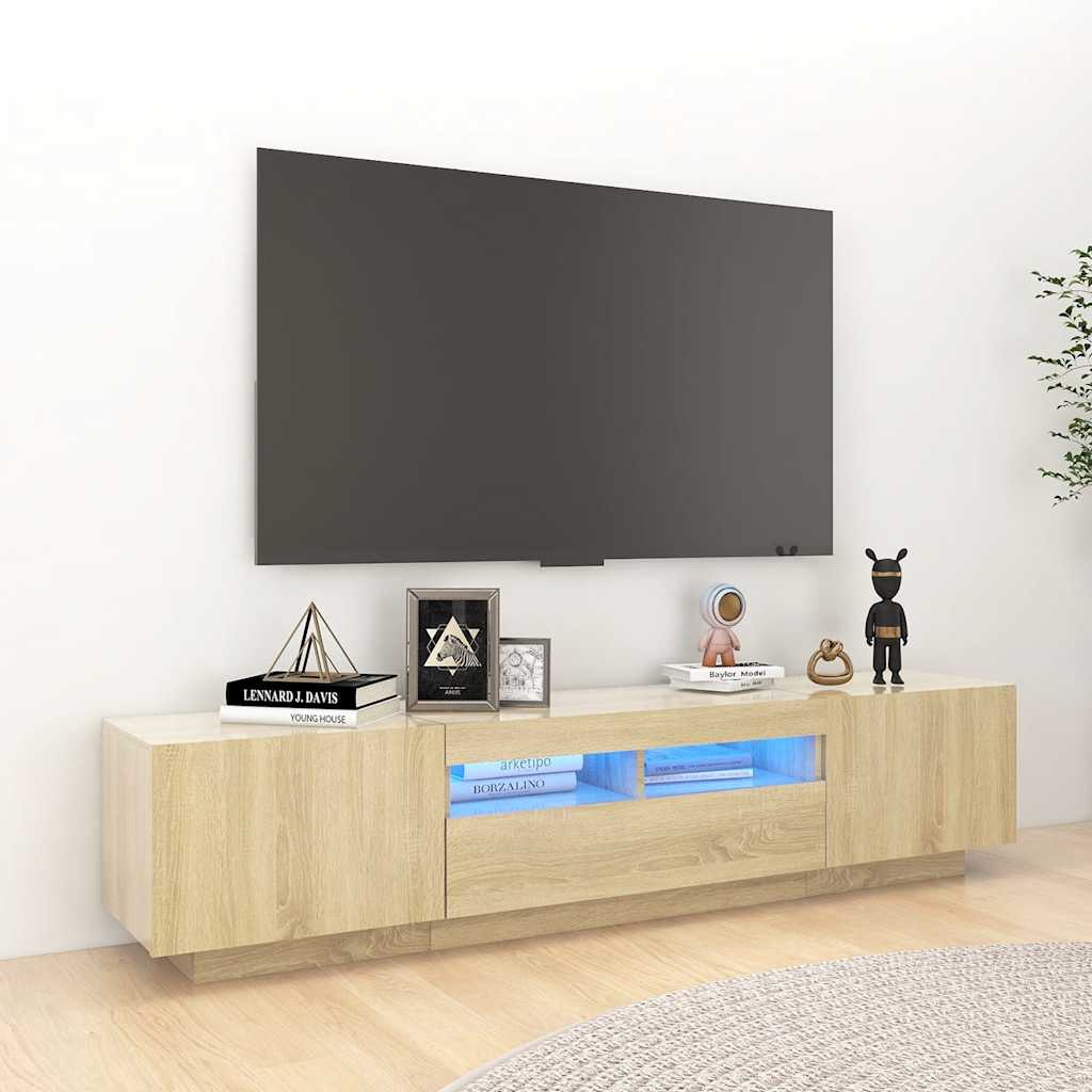 Móvel de TV com luzes LED 180x35x40 cm carvalho sonoma