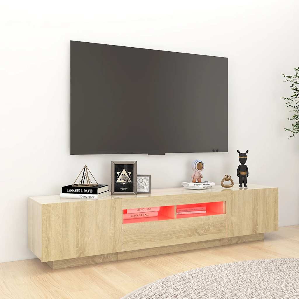 Móvel de TV com luzes LED 180x35x40 cm carvalho sonoma