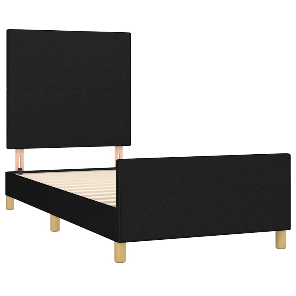 Estrutura de cama sem colchão 100x200 cm tecido preto