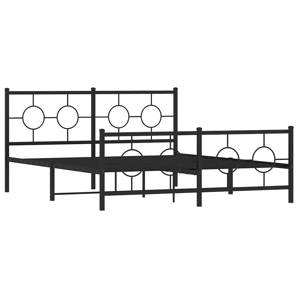 Estrutura de cama com cabeceira e pés 150x200 cm metal preto