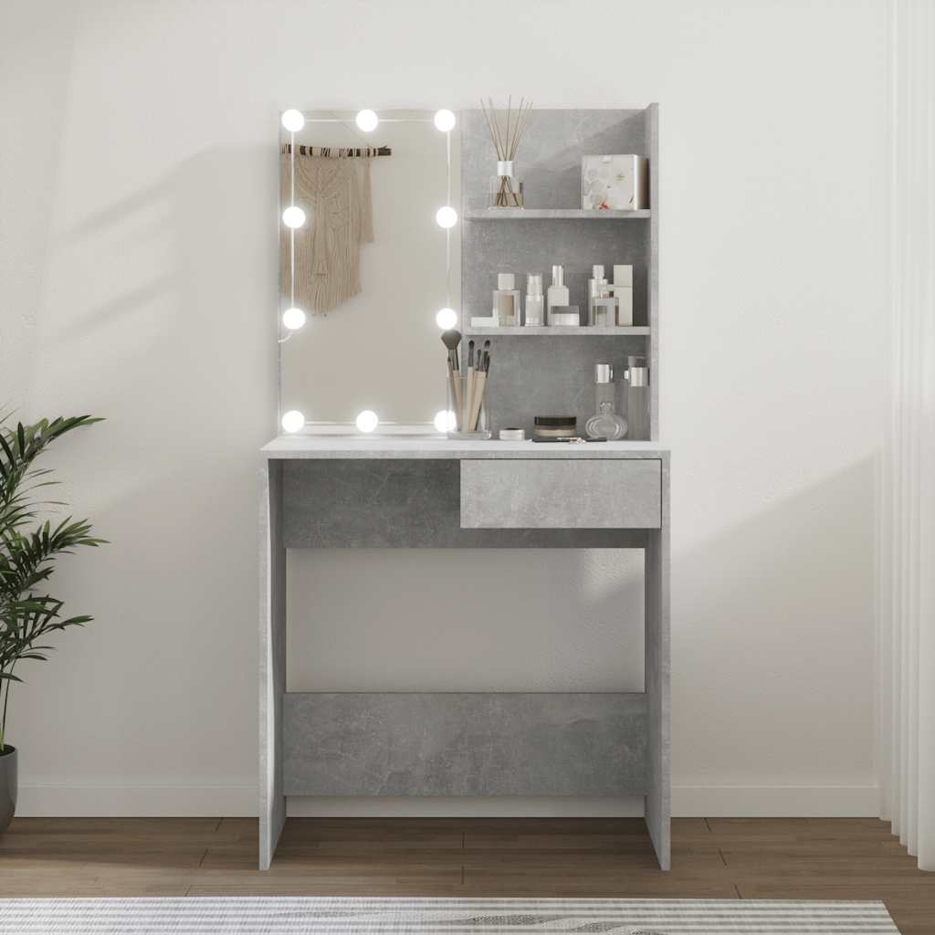Toucador com leds 74,5x40x141 cm cinzento cimento