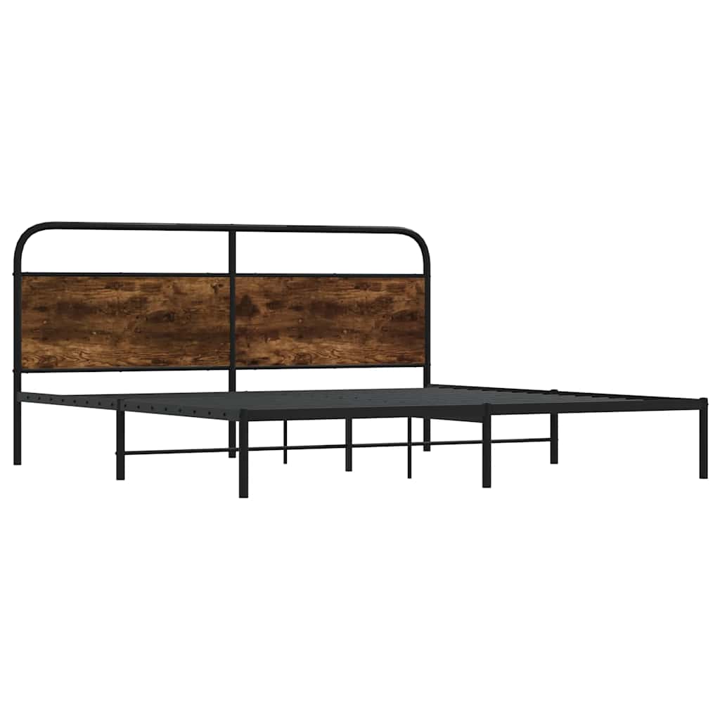 Estrutura de cama sem colchão 183x213cm metal carvalho fumado