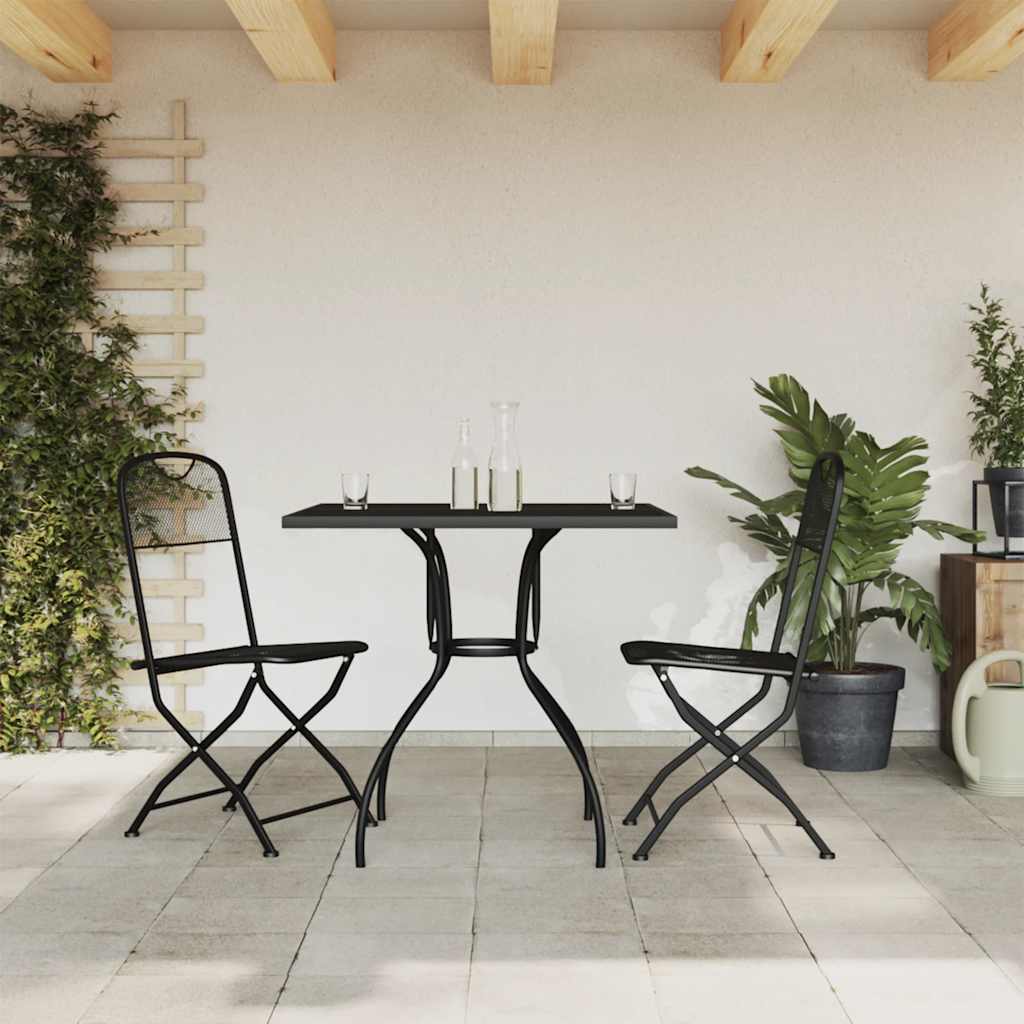 3 Pcs conjunto de jantar para jardim rede de metal antracite