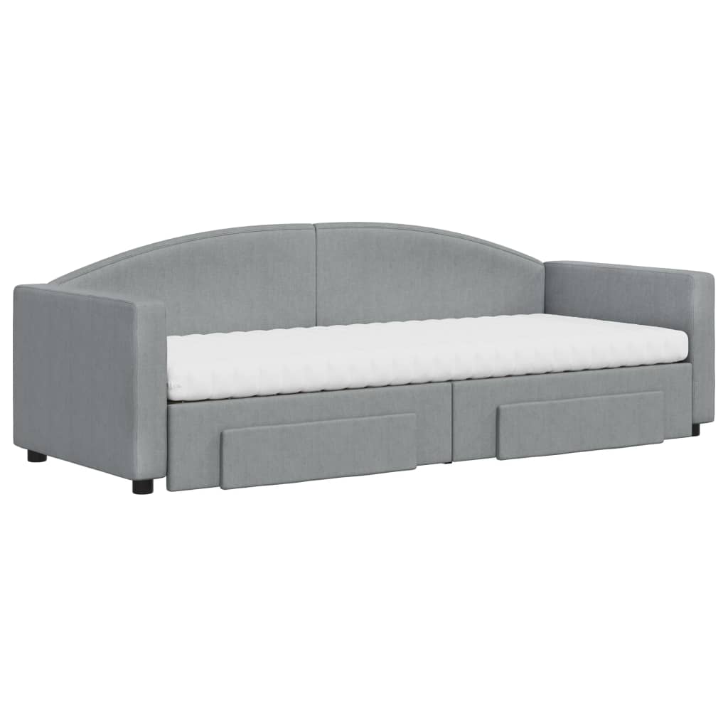 Sofá-cama c/ gavetão e gavetas 80x200 cm tecido cinzento-claro
