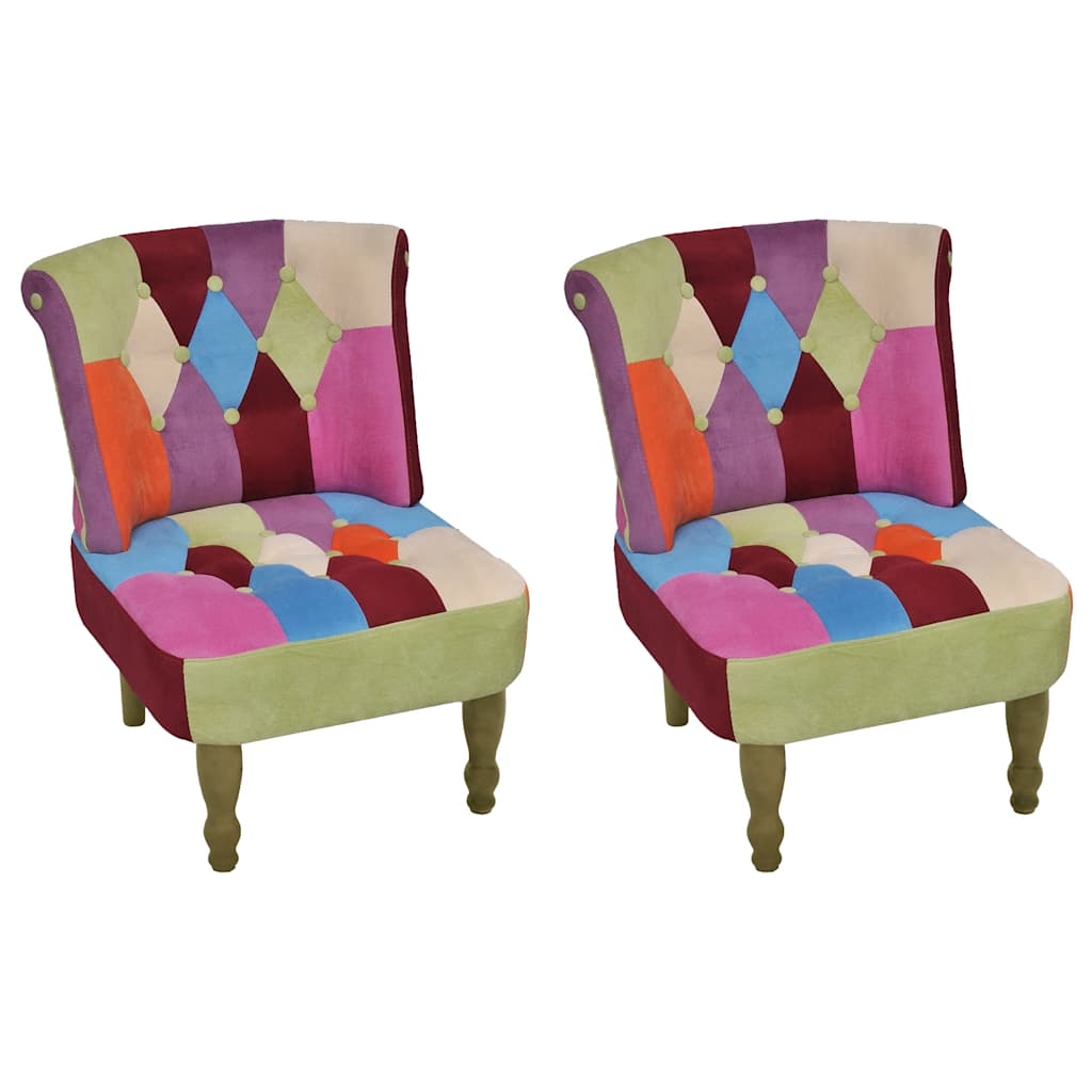 Cadeiras francesas 2 pcs tecido com design de retalhos