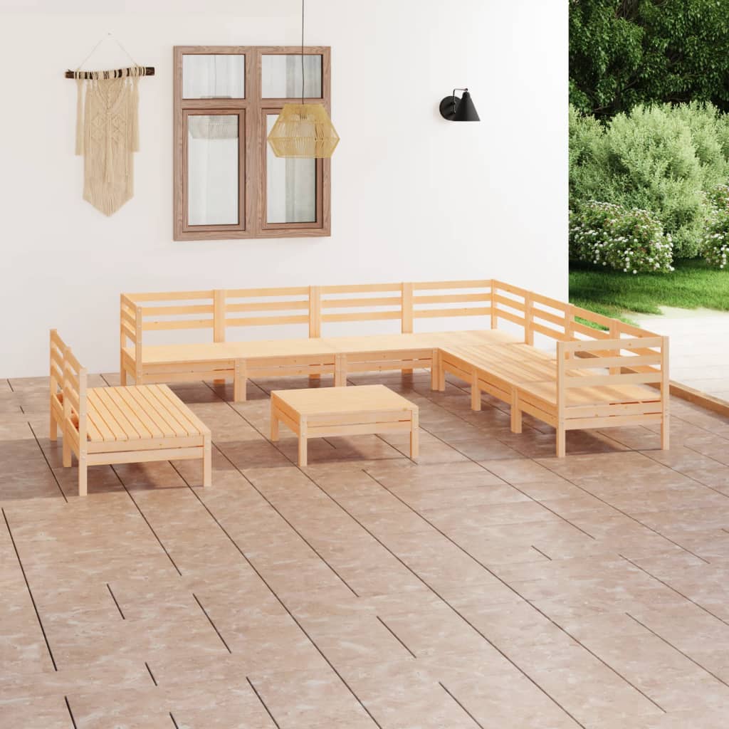 10 Pcs conjunto lounge de jardim pinho maciço